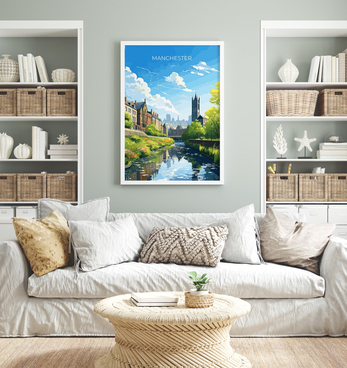 Manchester England Historic Canal District Cityscape Art Poster - Image 4