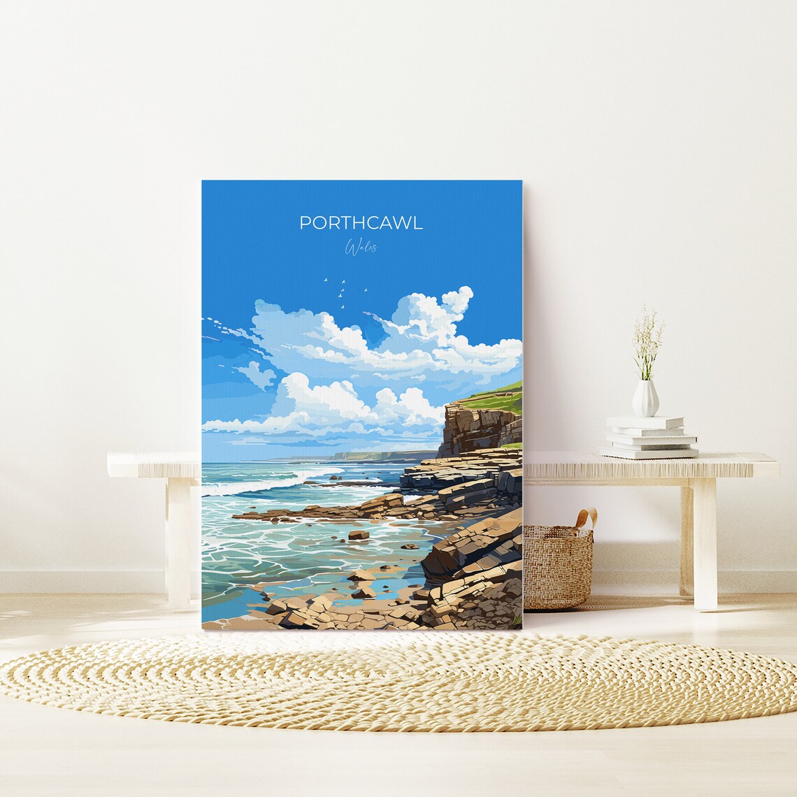 Porthcawl Travel Poster Wall Art Porthcawl Travel Print Wales Welsh Art Porthcawl Art Lovers Gift Wall Art Print - Image 2