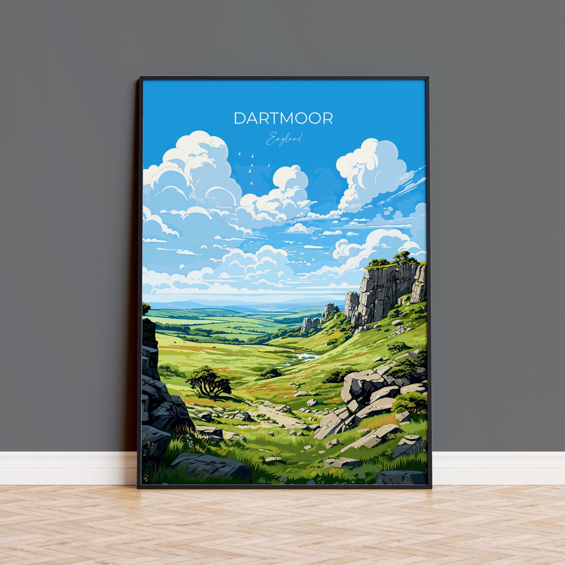 Dartmoor Travel Poster Wall Art Travel Print Of Dartmoor England Dartmoor Art Lovers Gift English Countryside