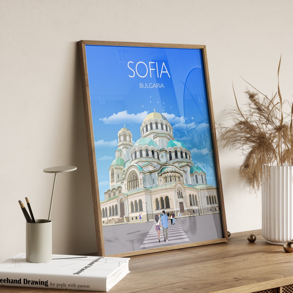 Sofia Bulgaria Alexander Nevsky Cathedral Golden Dome Art Poster - Image 3