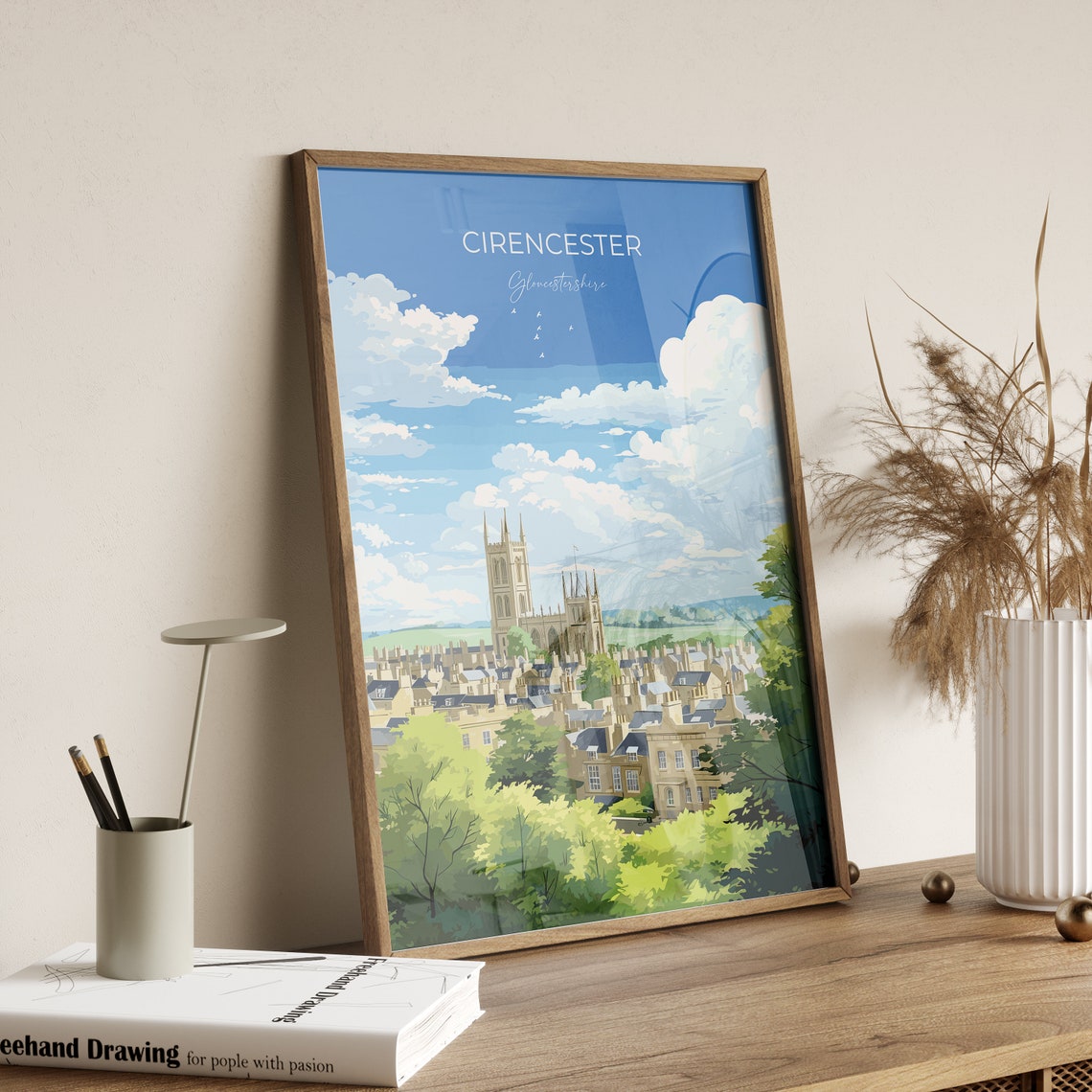 Cirencester Gloucestershire Abbey Church Cotswold Town Travel Poster - Image 2