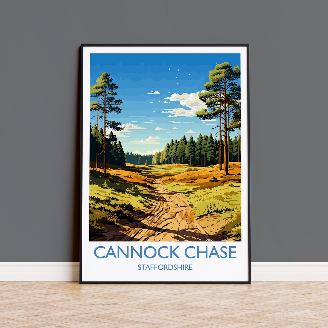 Cannock Chase Staffordshire Woodland Path Pines Vintage Poster