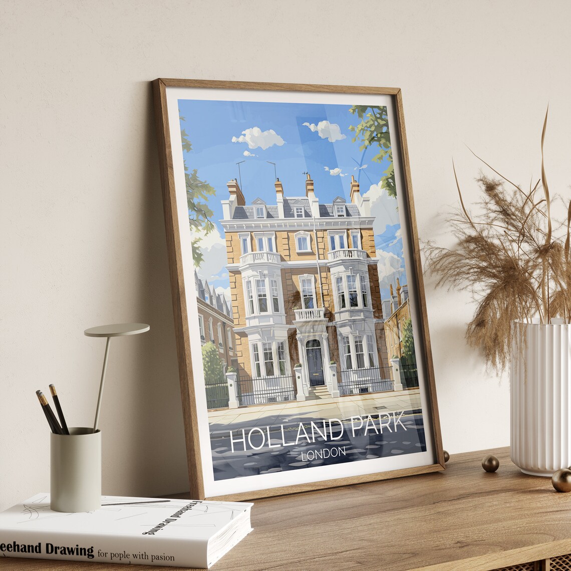 Holland Park London Victorian Townhouse Street Scene Travel Poster - Image 2