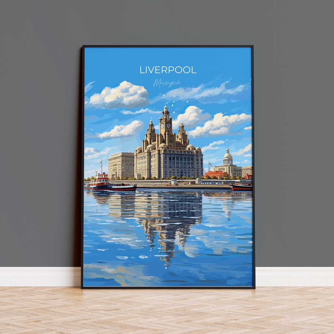 Liverpool Merseyside Waterfront Liver Building River View Poster