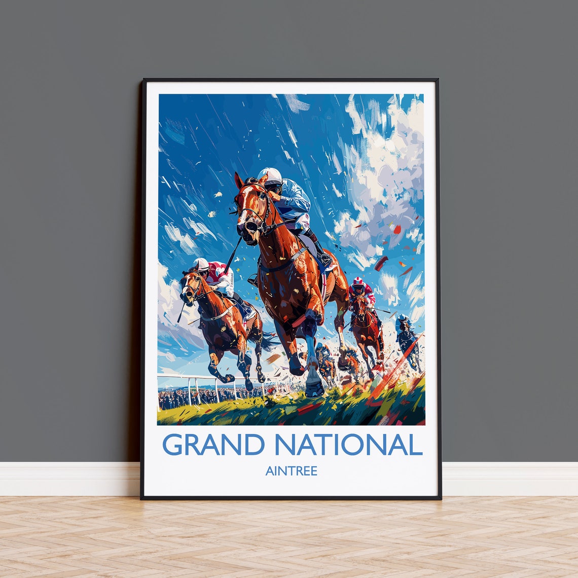Grand National Travel Poster Wall Art Travel Print Of Aintree Merseyside England Grand National Horse Race Art Gift England Art Gift