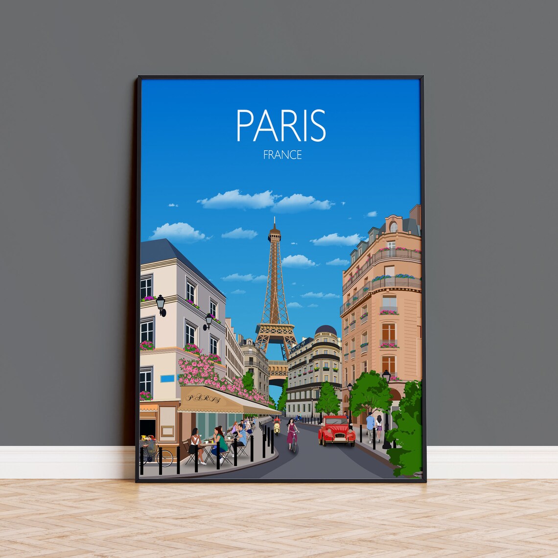 Paris Travel Poster, France Cityscape Art Print