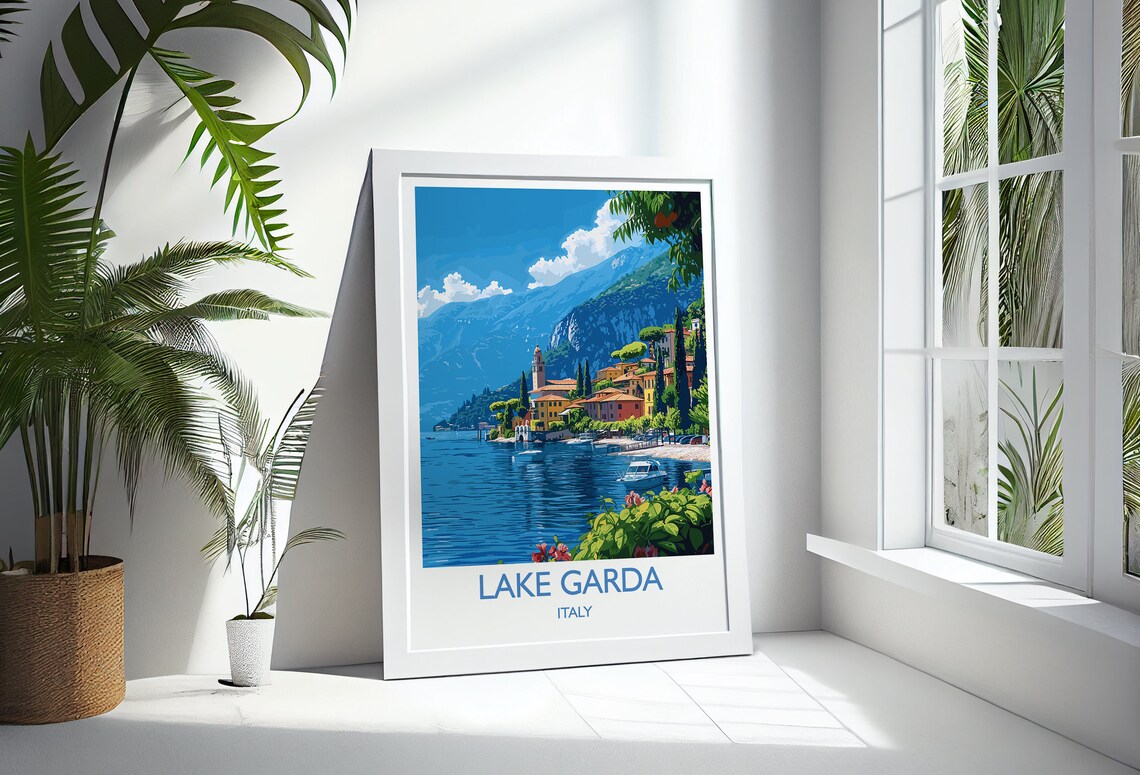 Lake Garda Travel Poster, Italy Italian Lakes Art - Image 3