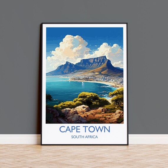 Cape Town Travel Print Travel Poster Of Cape Town Cape Town Art Lovers Gift South Africa Gift Wall Art Print