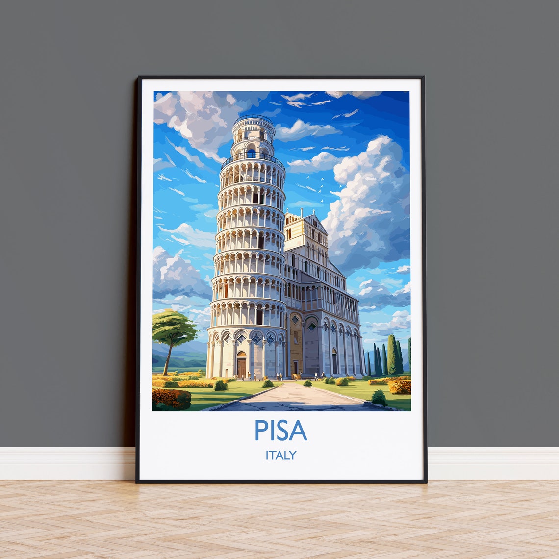 Pisa Italy Leaning Tower Cathedral Square Landmark Art Poster