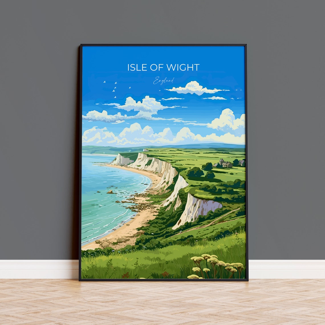 Isle Of Wight Travel Poster Wall Art Isle Of Wight Travel Print English Coastal Art Isle Of Wight Gift Art Lovers Gift