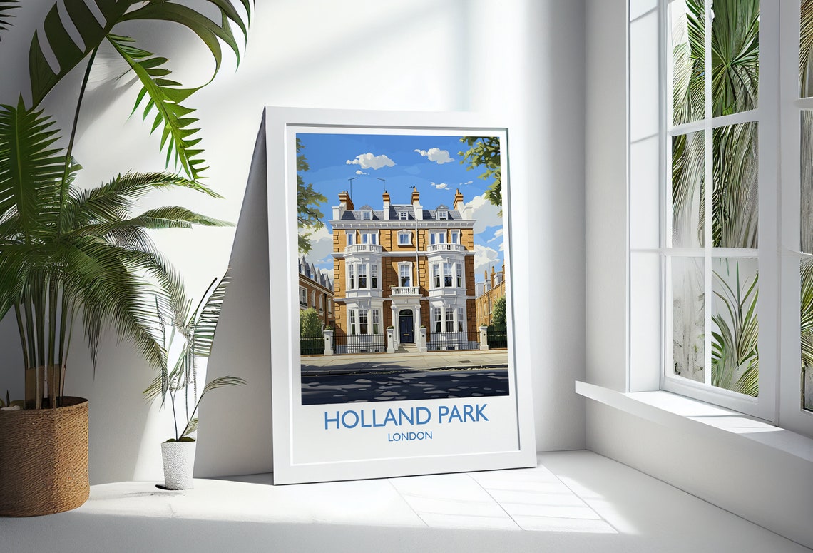 Holland Park London Victorian Townhouse Street Vintage Poster - Image 3