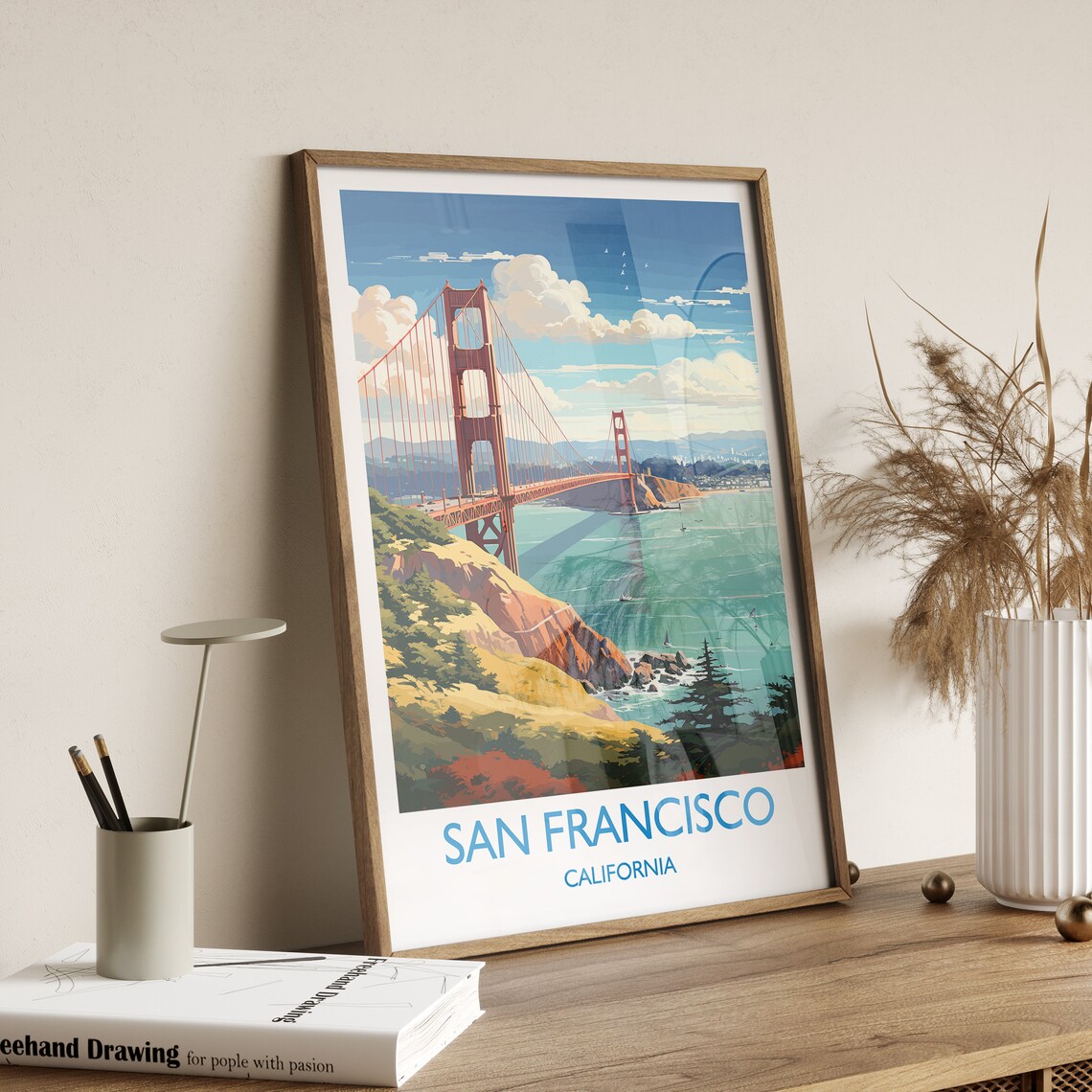 San Francisco California Golden Gate Bridge Bay View Travel Poster - Image 2