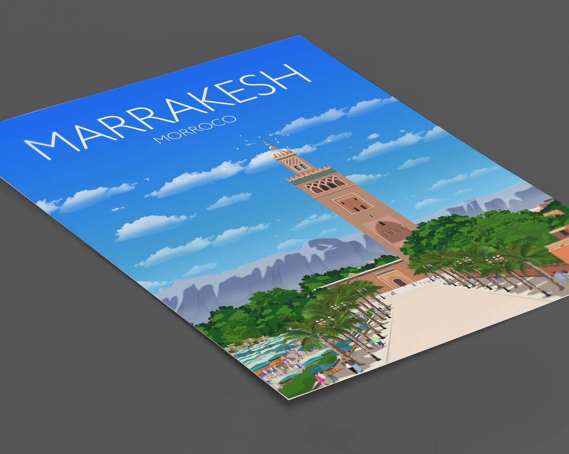 Marrakesh Koutoubia Minaret Market Square Morocco Travel Poster - Image 3