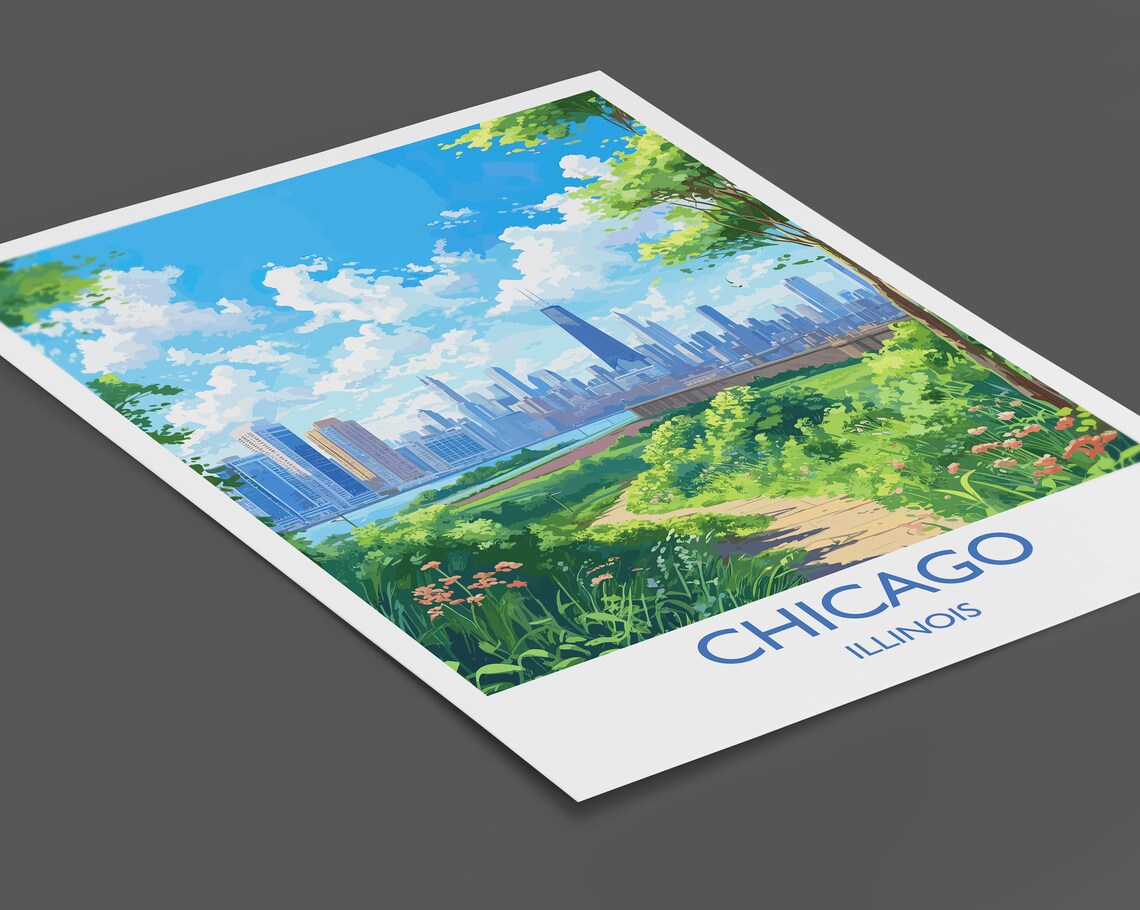 Chicago Travel Print Of Illinois USA Wall Art Print - Image 2