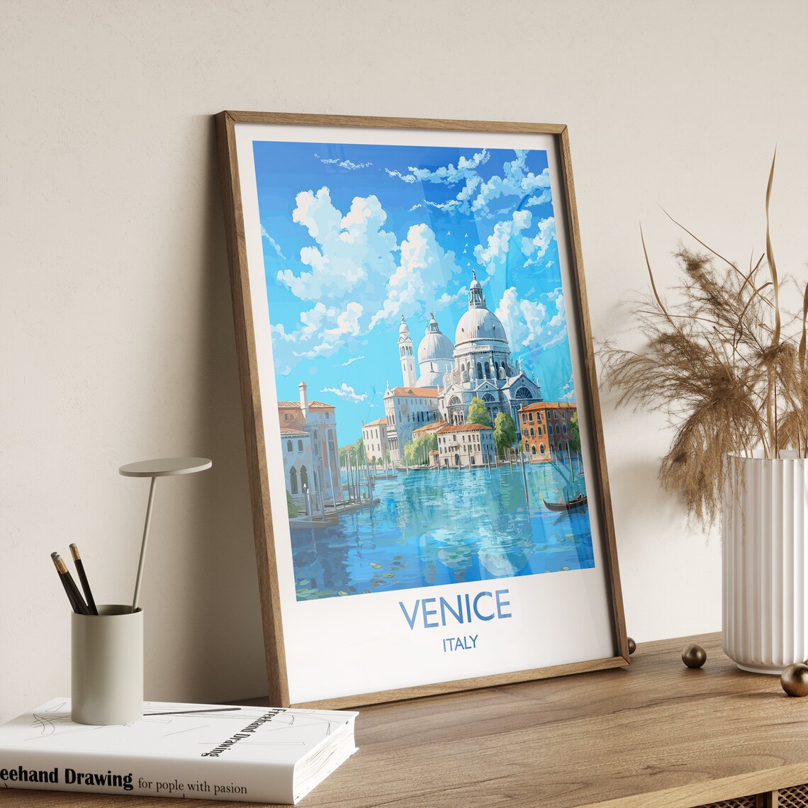 Venice Italy Grand Canal Santa Maria Salute Gondola Art Poster - Image 3