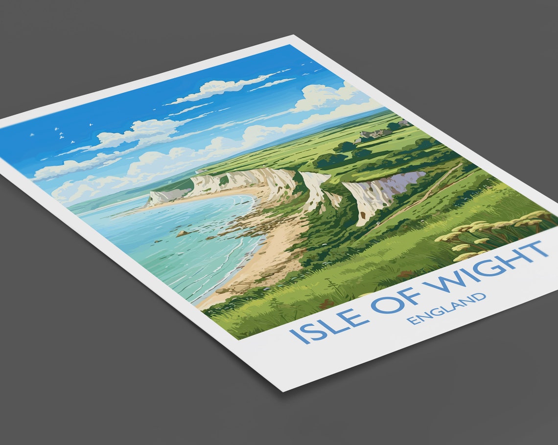 Isle Of Wight Travel Print Travel Poster Of Isle Of Wight England Coast Art Isle Of Wight Gift Wall Art Print - Image 2