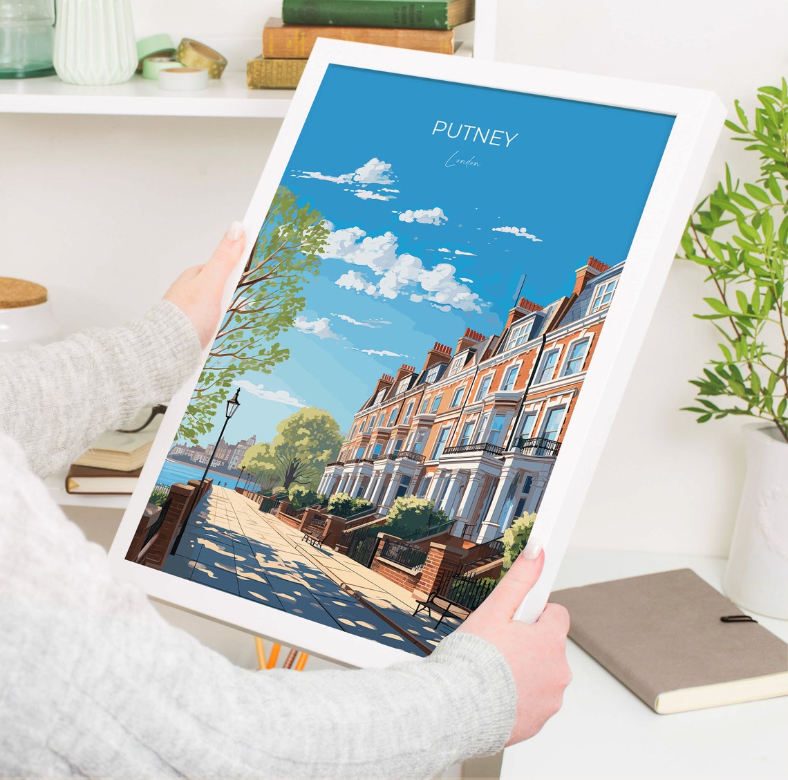 Putney London Thames Riverside Red Brick Terraces Travel Poster - Image 5