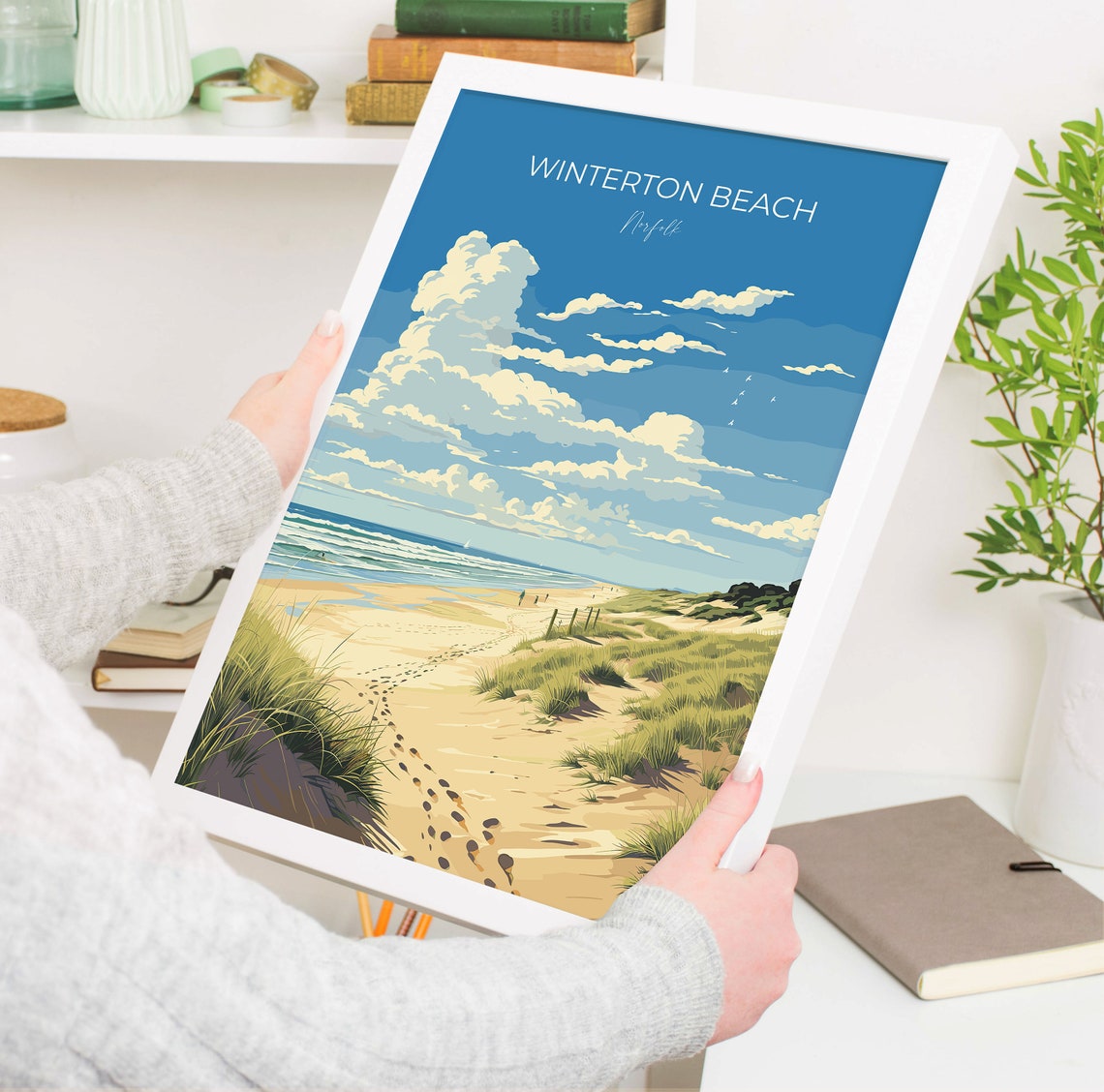 Winterton Beach Norfolk Sandy Dunes Seaside Day Travel Poster - Image 3