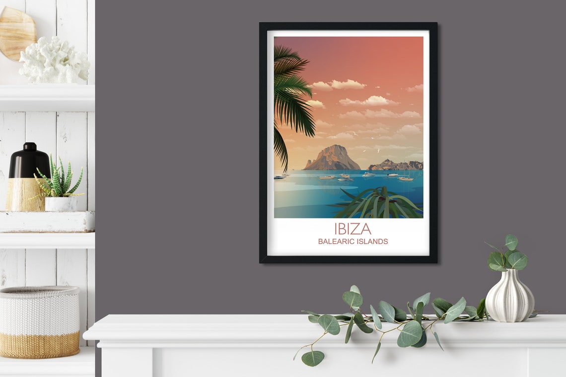 Ibiza Travel Print Travel Poster Of Ibiza Balearic Islands Travel Poster Ibiza Print - Image 3