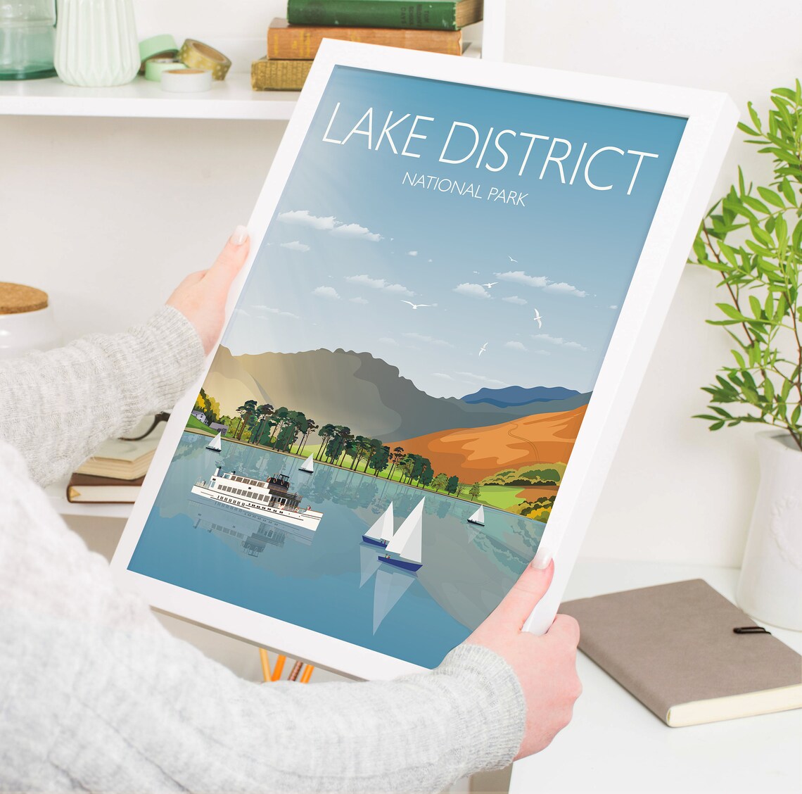 Lake District Travel Poster, Cumbria Landscape Art - Image 3