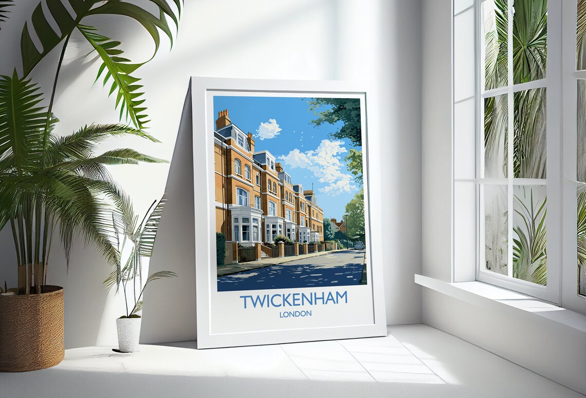 Twickenham London Victorian Terrace Street Summer Day Travel Poster - Image 3