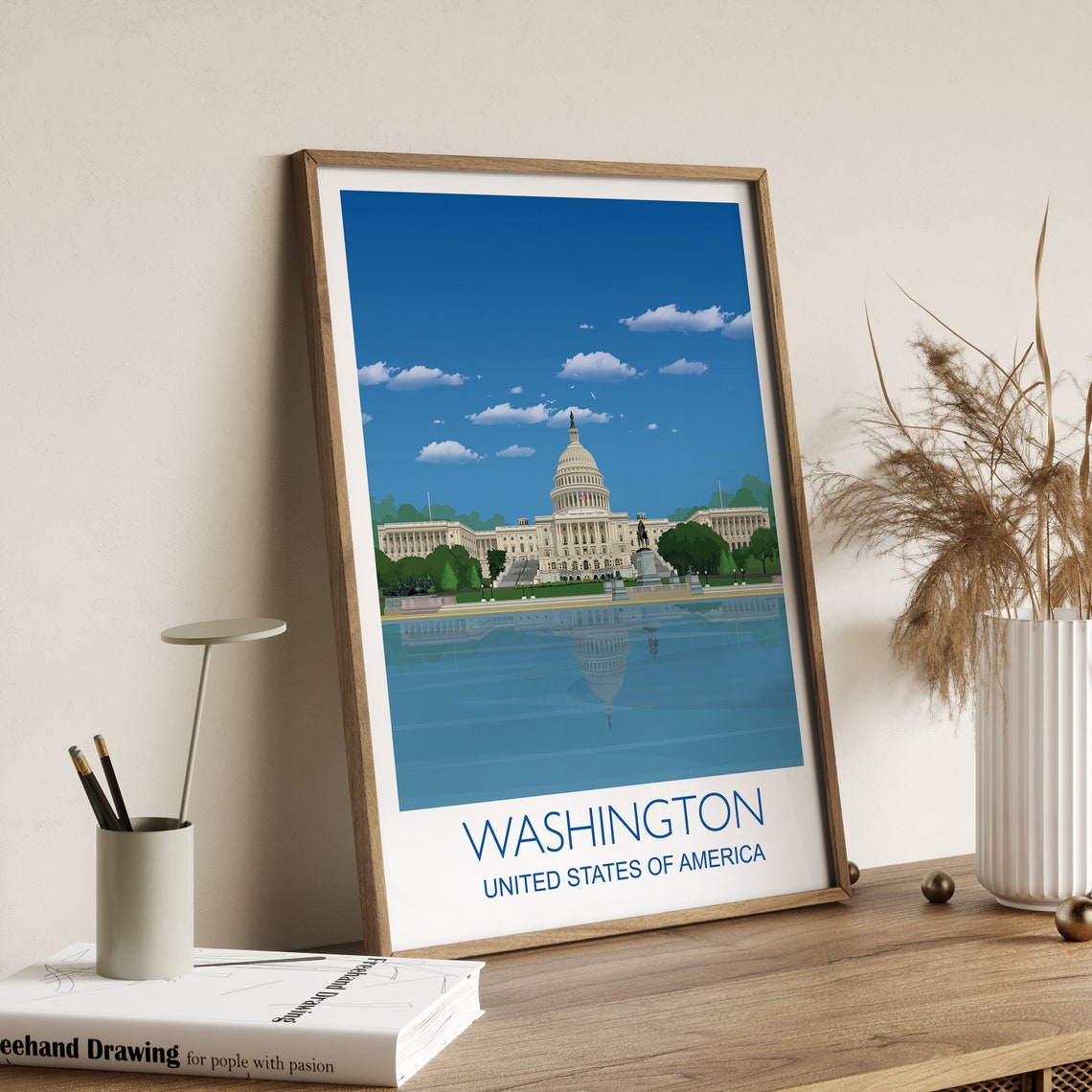Travel Poster Of Washington Travel Print Of Washington City Of Washington Usa Usa Travel Poster Washington Cityscape - Image 5
