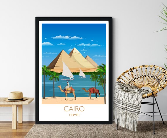 Travel Poster Of Cairo Travel Print Of Cairo Pyramids Egypt Egypt Travel Poster Birthday Gift