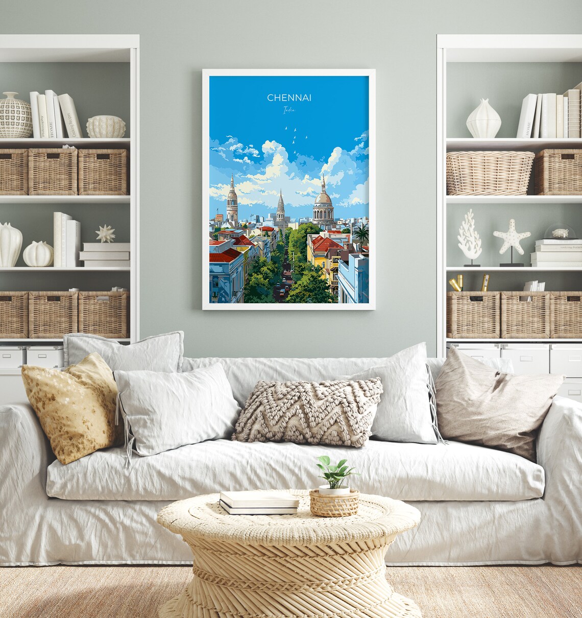 Chennai India Colonial Churches Cityscape Skyline Travel Poster - Image 4