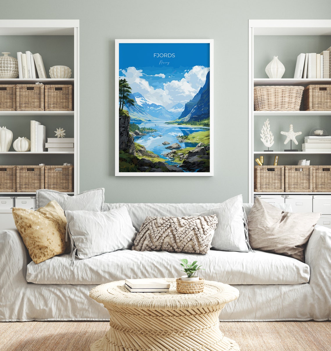 Fjords Travel Poster Travel Print Of Fjords Norway Poster Fjords Art Gift Norway Art Lovers Travel Gift - Image 4