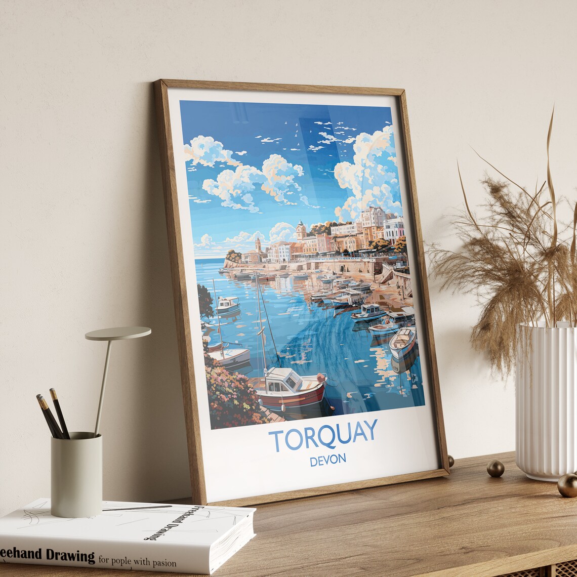 Torquay Devon Fishing Boats Harbor Quay Seaside Travel Poster - Image 2