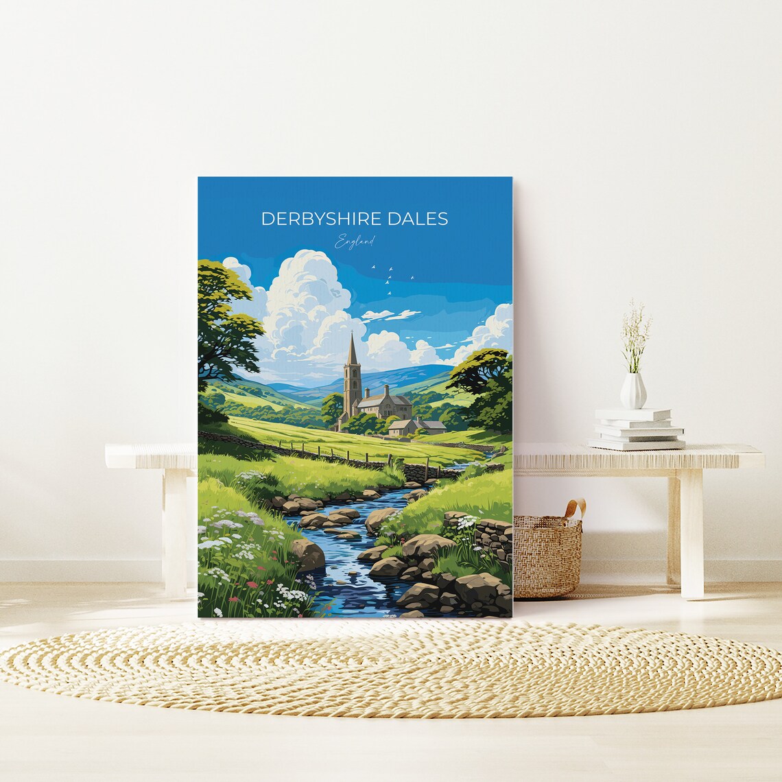 Derbyshire Dales Travel Poster, English Countryside - Image 3
