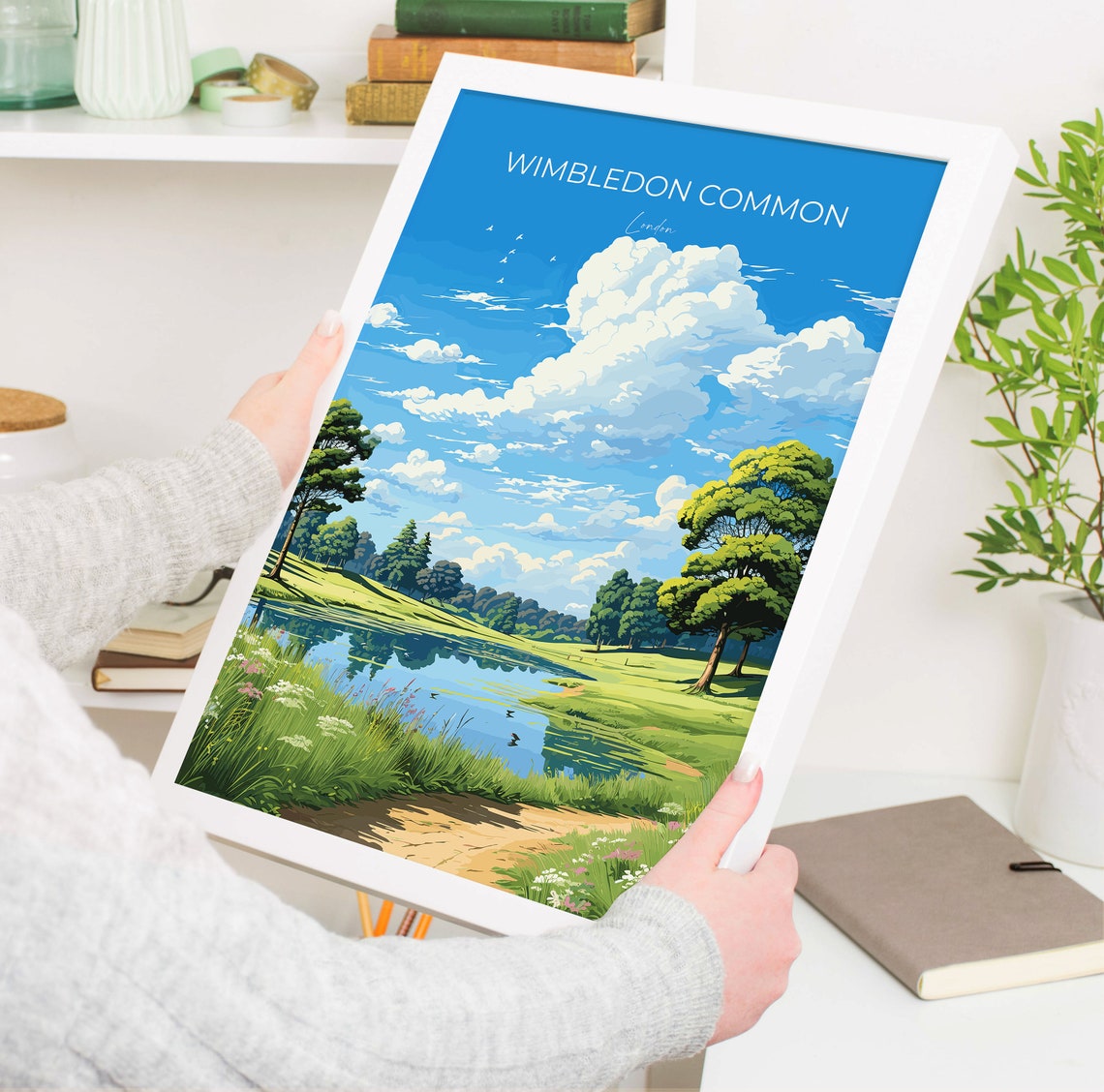 Wimbledon Common London Poster Wildflower Meadow Lake Trail Scene - Image 5