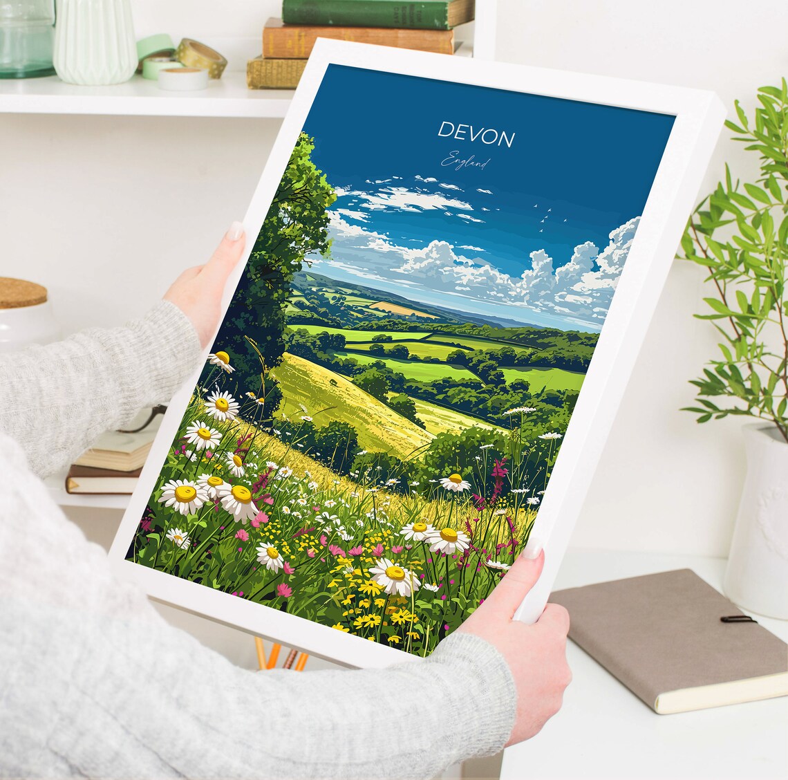 Devon Travel Poster, England Countryside Art Print - Image 5