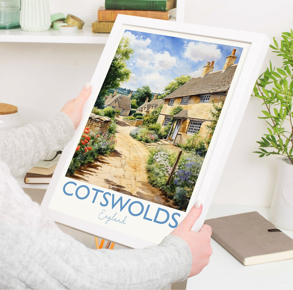 Cotswolds Watercolour Travel Poster, England - Image 5