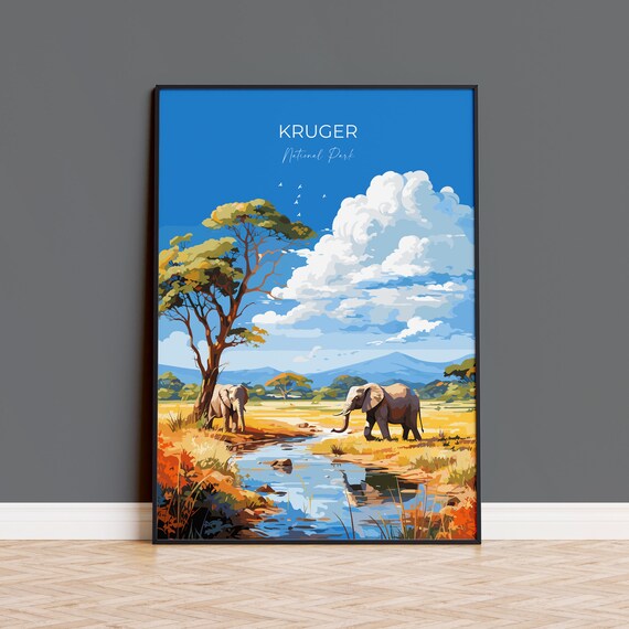 Kruger Travel Print Travel Poster Of Kruger Kruger Art Lovers Gift South Africa Art Gift Wall Art Print