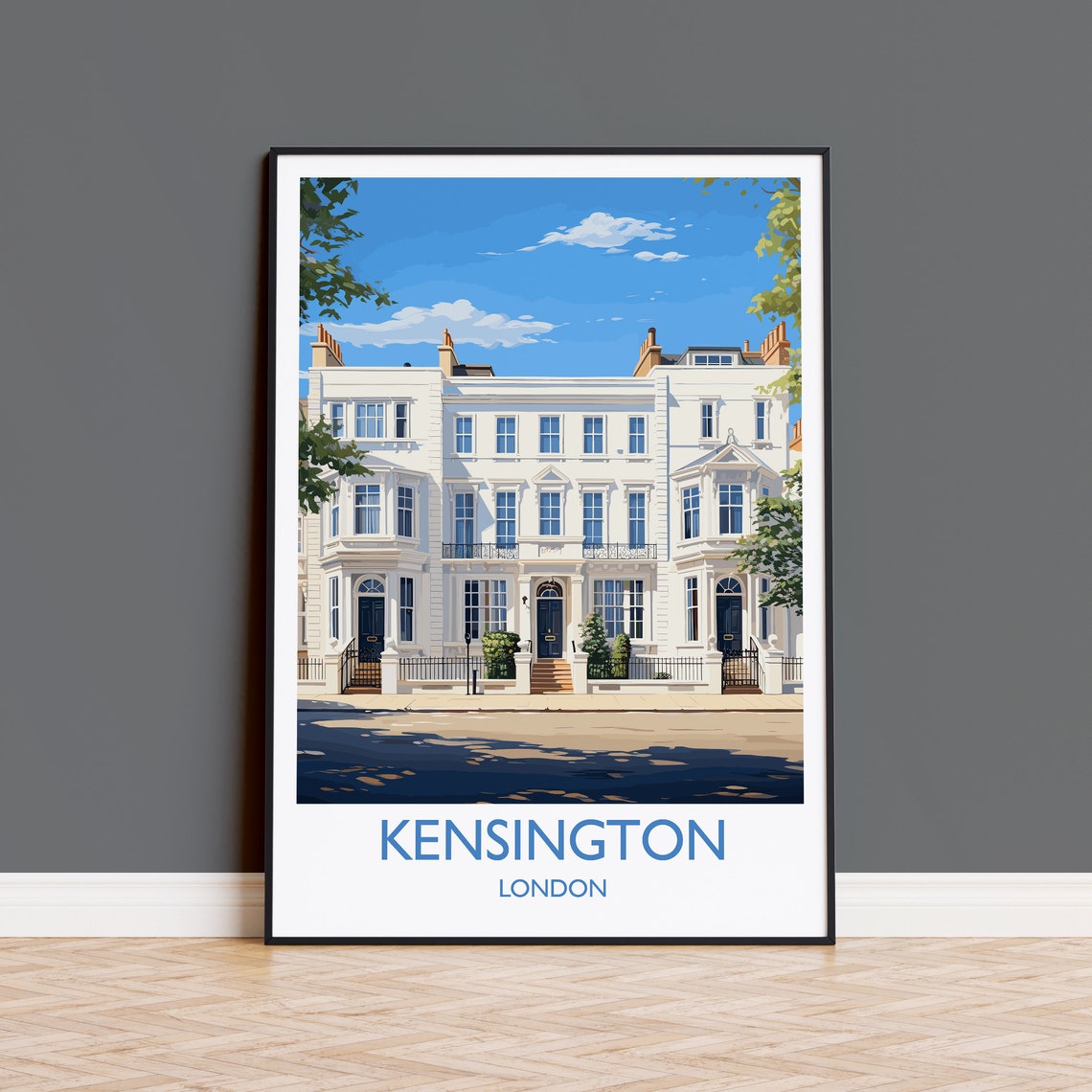 Kensington Travel Poster Wall Art Travel Print Of Kensington London Poster Kensington Gift Kensington Art Lovers Gift Uk Travel Gift