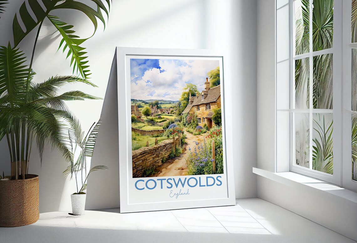 Cotswolds Travel Poster, England Watercolor Print - Image 4