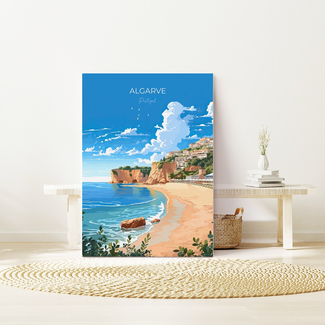 Algarve Portugal Golden Cliffs Beach Cove Coastal View Poster - Image 3