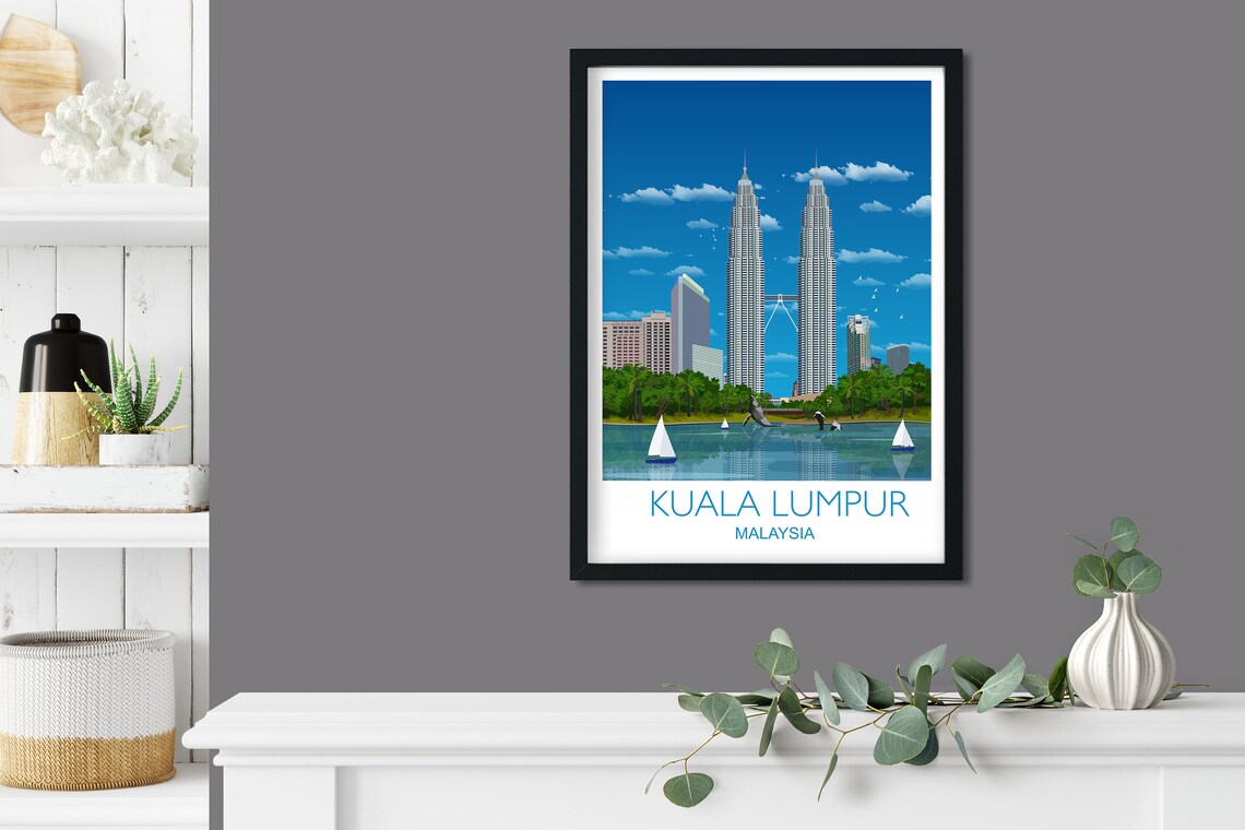 Kuala Lumpur Travel Print Travel Poster Of Kuala Lumpur Kuala Lumpur Travel Poster Kuala Lumpur Print - Image 3