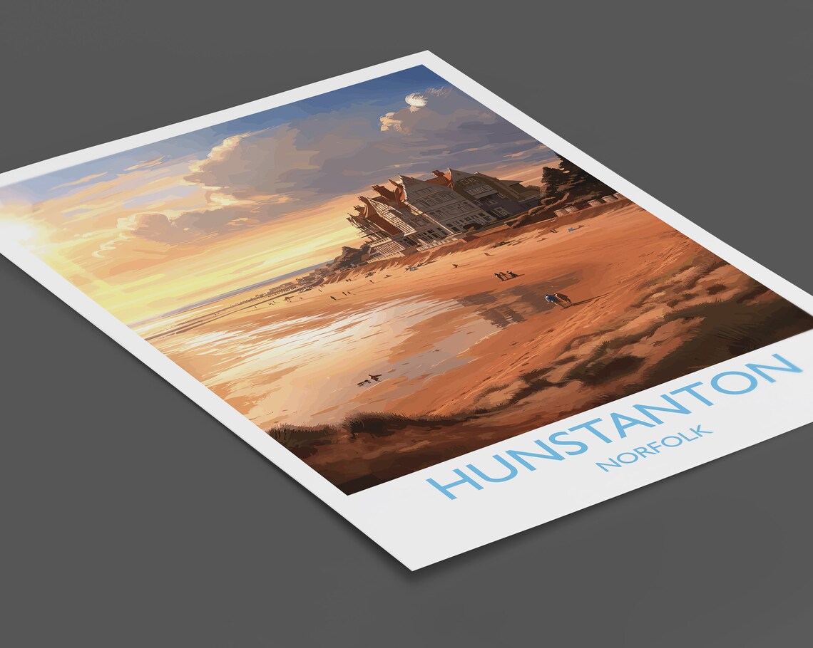 Hunstanton Beach Norfolk Sunset Over Grand Hotel Travel Poster - Image 2