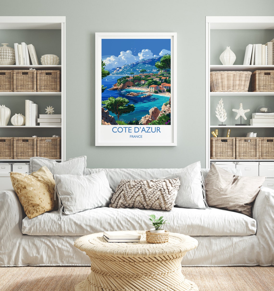 Cote Dazur Travel Poster Wall Art Travel Print Of Cote Dazur Cote Dazur Art Lovers Gift South Of France French Coast Art Gift - Image 2
