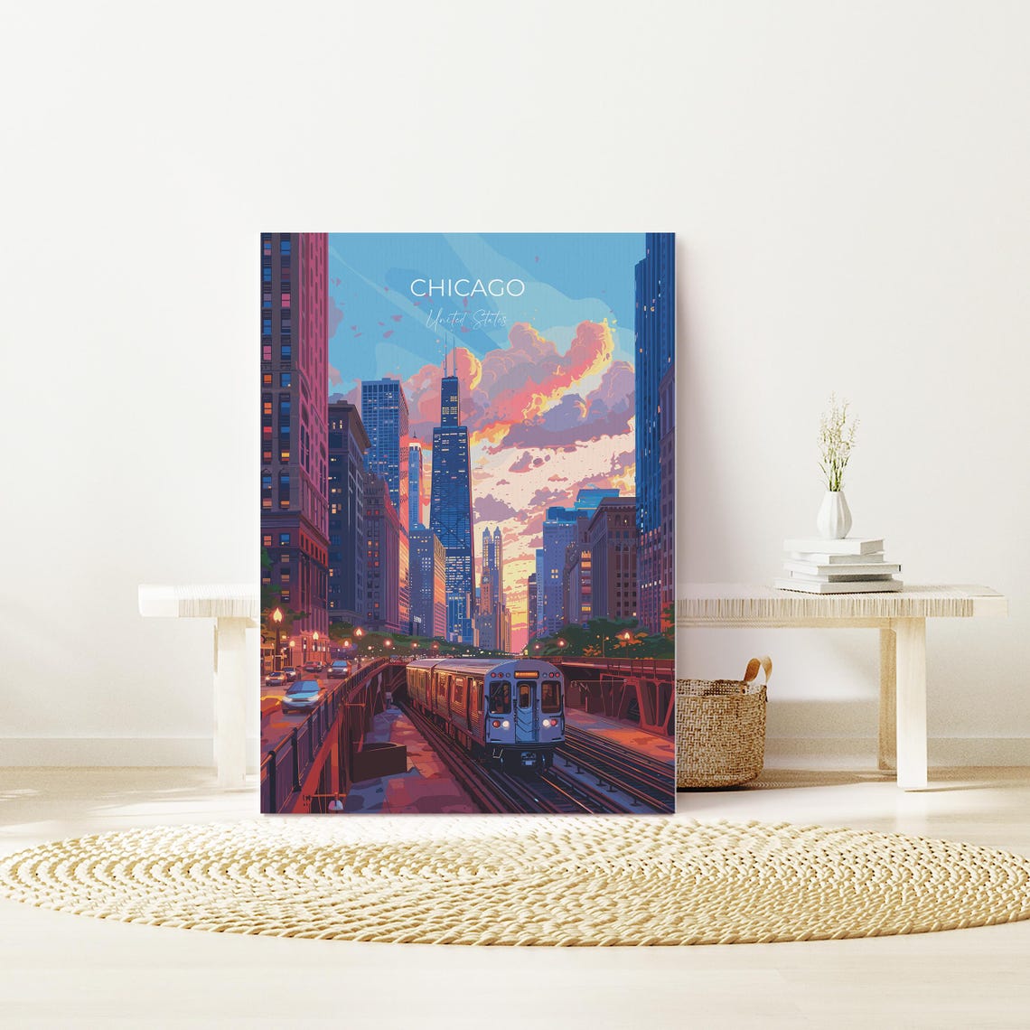 Chicago Travel Print Wall Art Travel Poster Of Chicago Illinois Chicago Art Lovers Gift Usa City Art Gift - Image 2