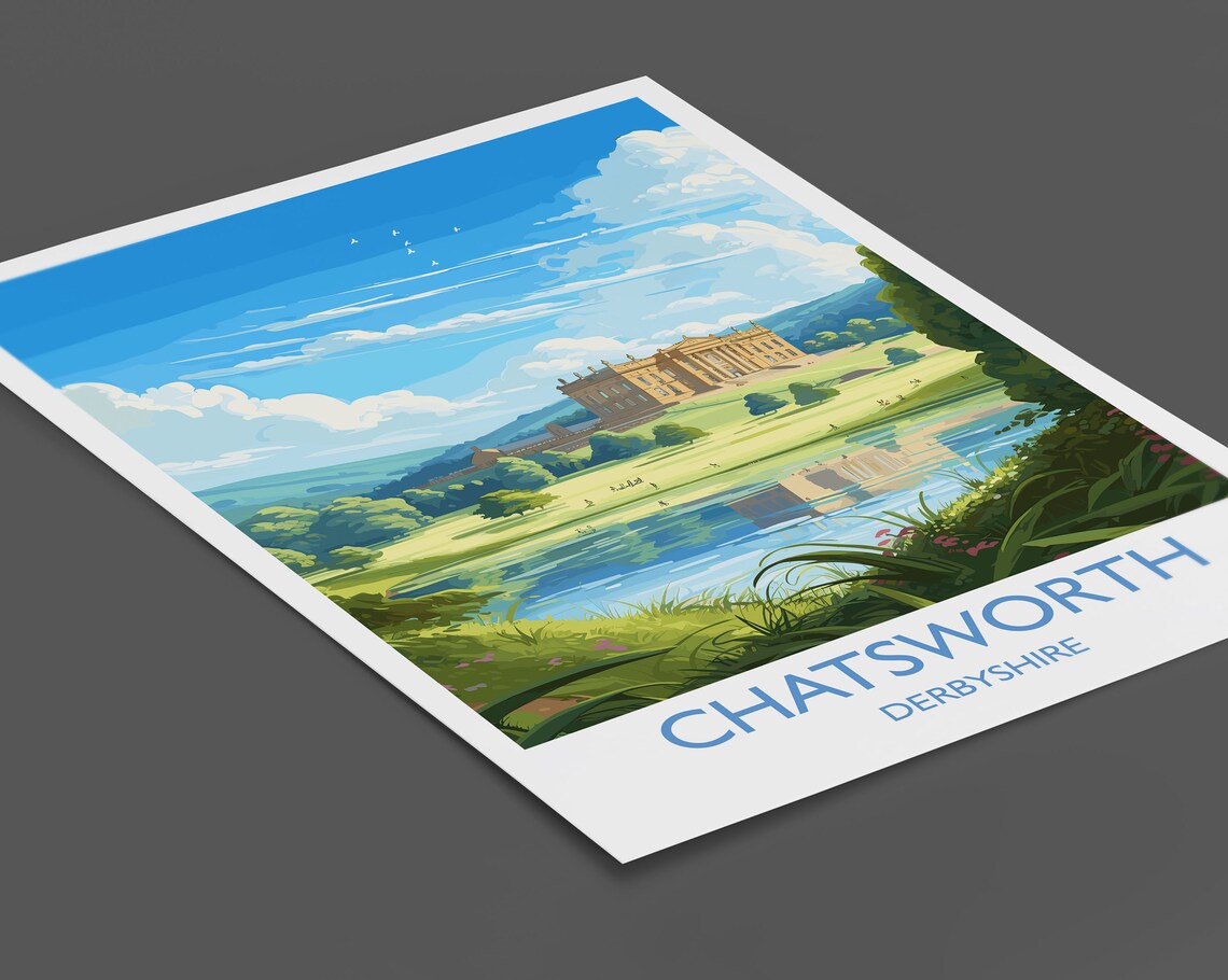Chatsworth Travel Poster, English Countryside - Image 2