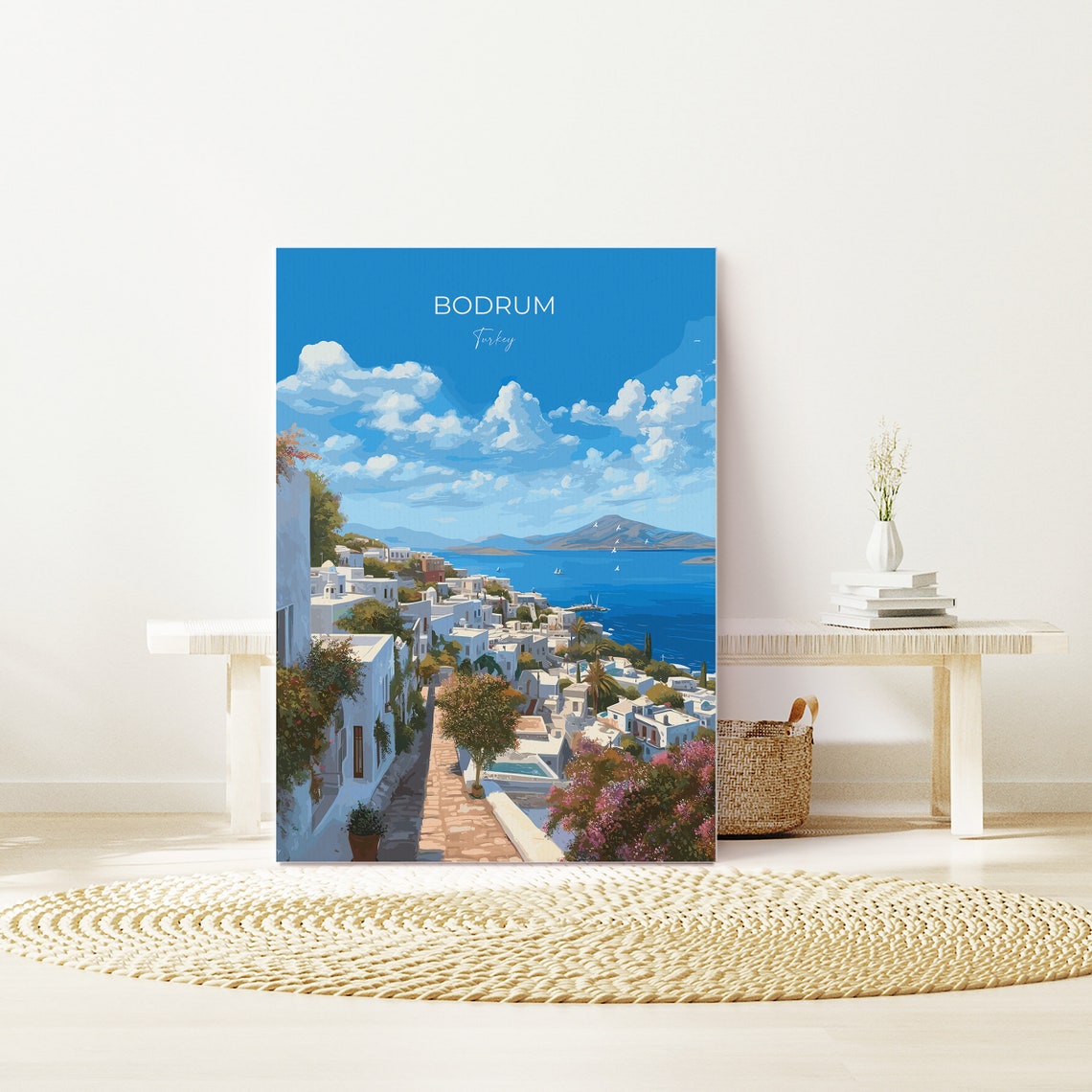 Bodrum Turkey Aegean White Old Town Coastline View Travel Poster - Image 3
