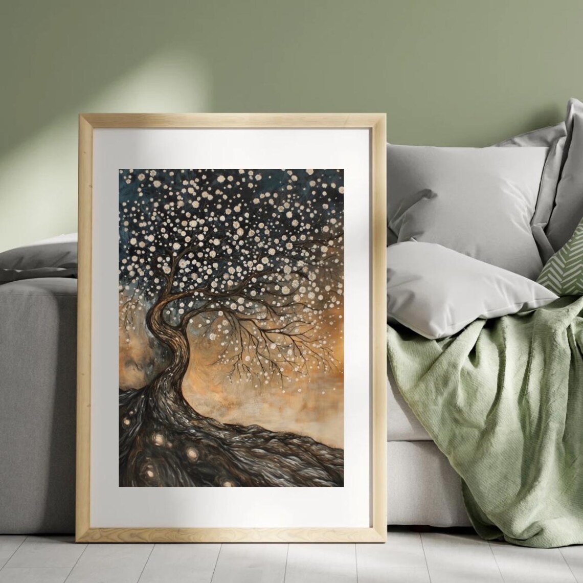 Twisted Blossom Tree Of Life Twilight Sky Golden Moody Art Poster - Image 4