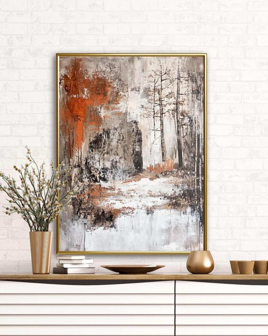 Modern Abstract Forest Landscape, Farmhouse Art Print - Image 2