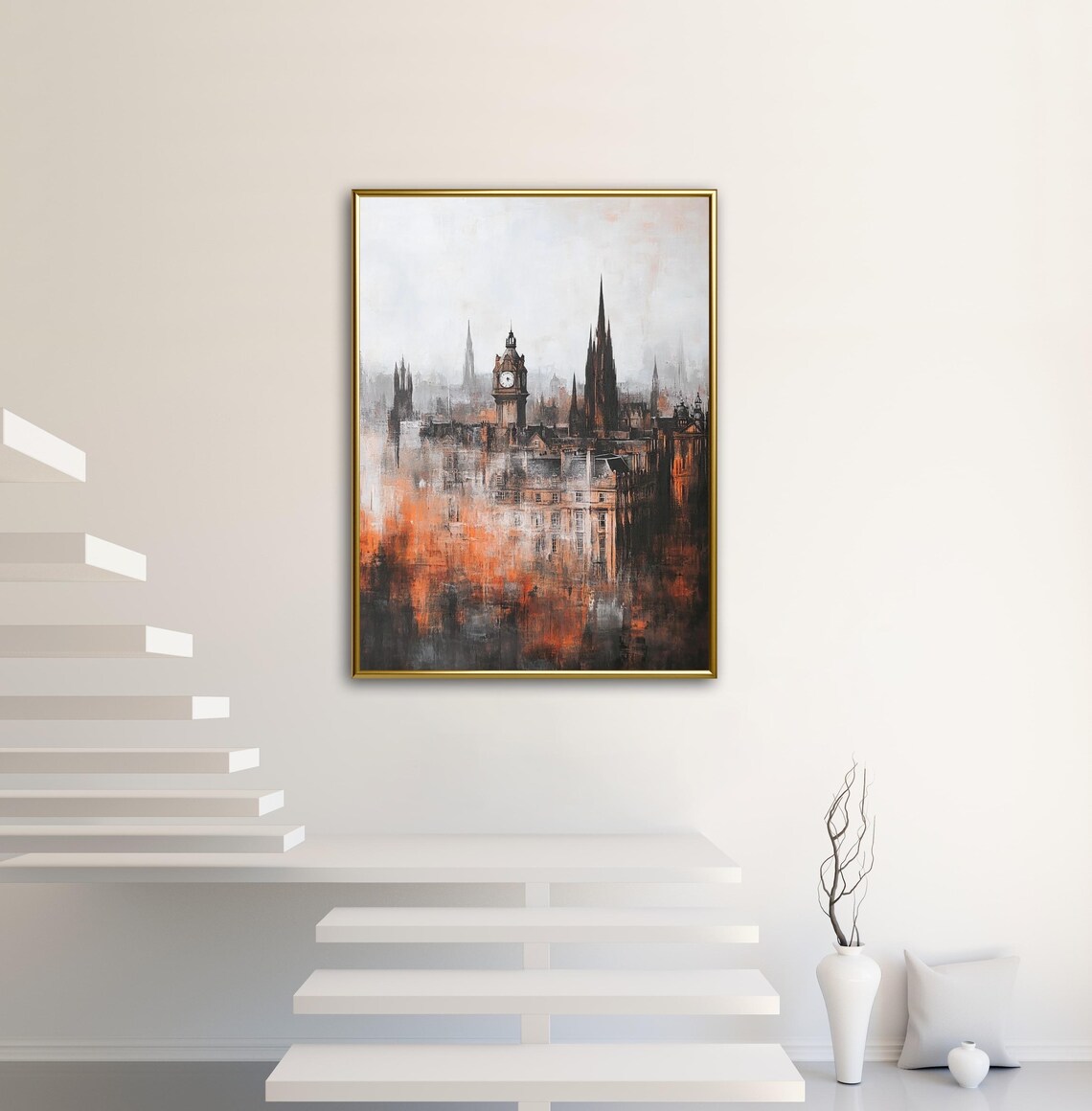 Autumn Tales London Big Ben Clock Tower Moody Abstract Cityscape Art Print - Image 2