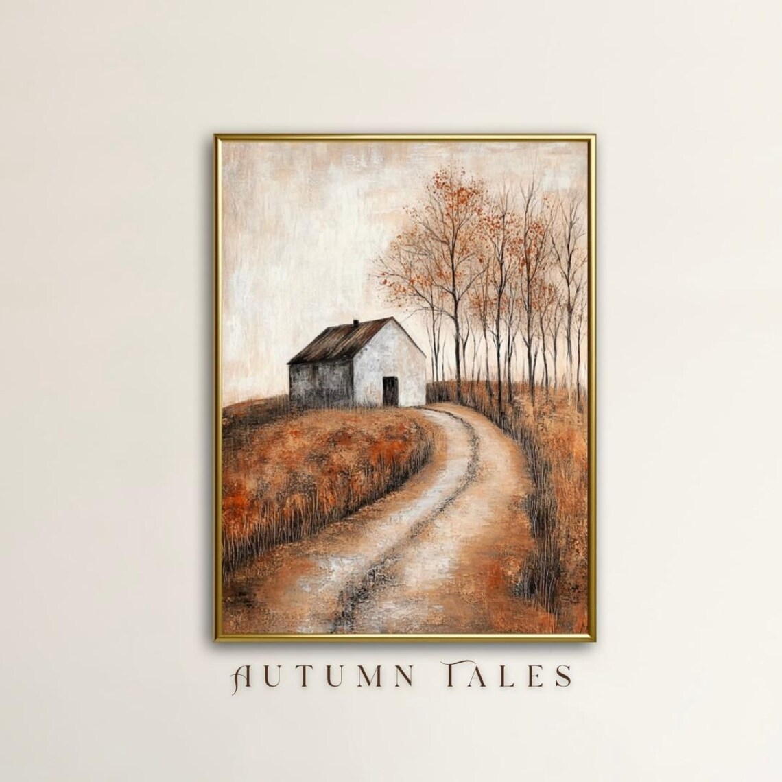 Autumn Tales Winding Country Road Barn Hill Burnt Orange Field Poster