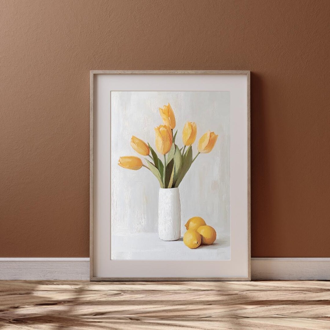 Yellow Tulips White Vase Lemons Oil Painting Autumn Tales Poster - Image 5