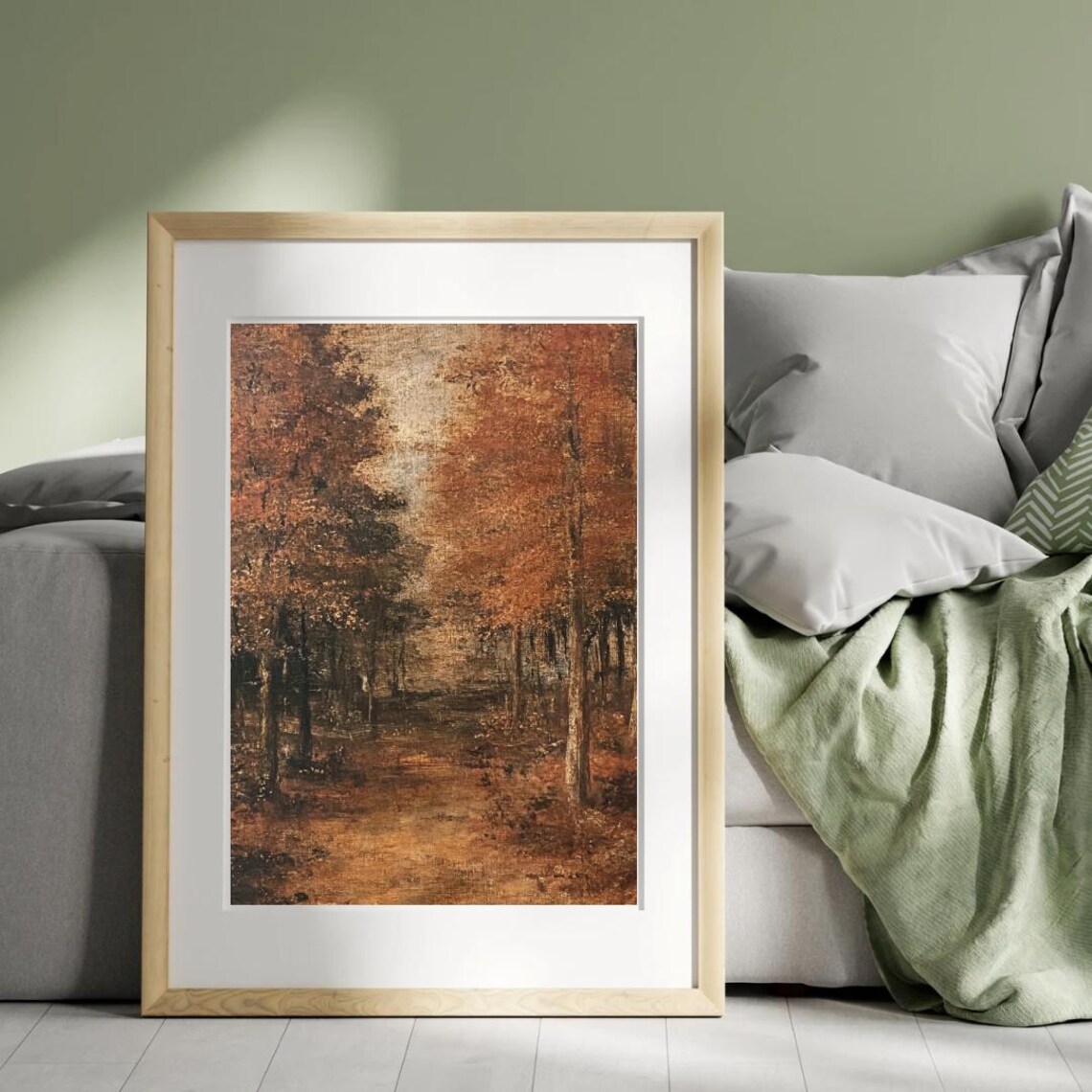 Rustic Autumn Forest Path with Golden Trees Vintage Oil Painting Wall Art Poster - Image 5